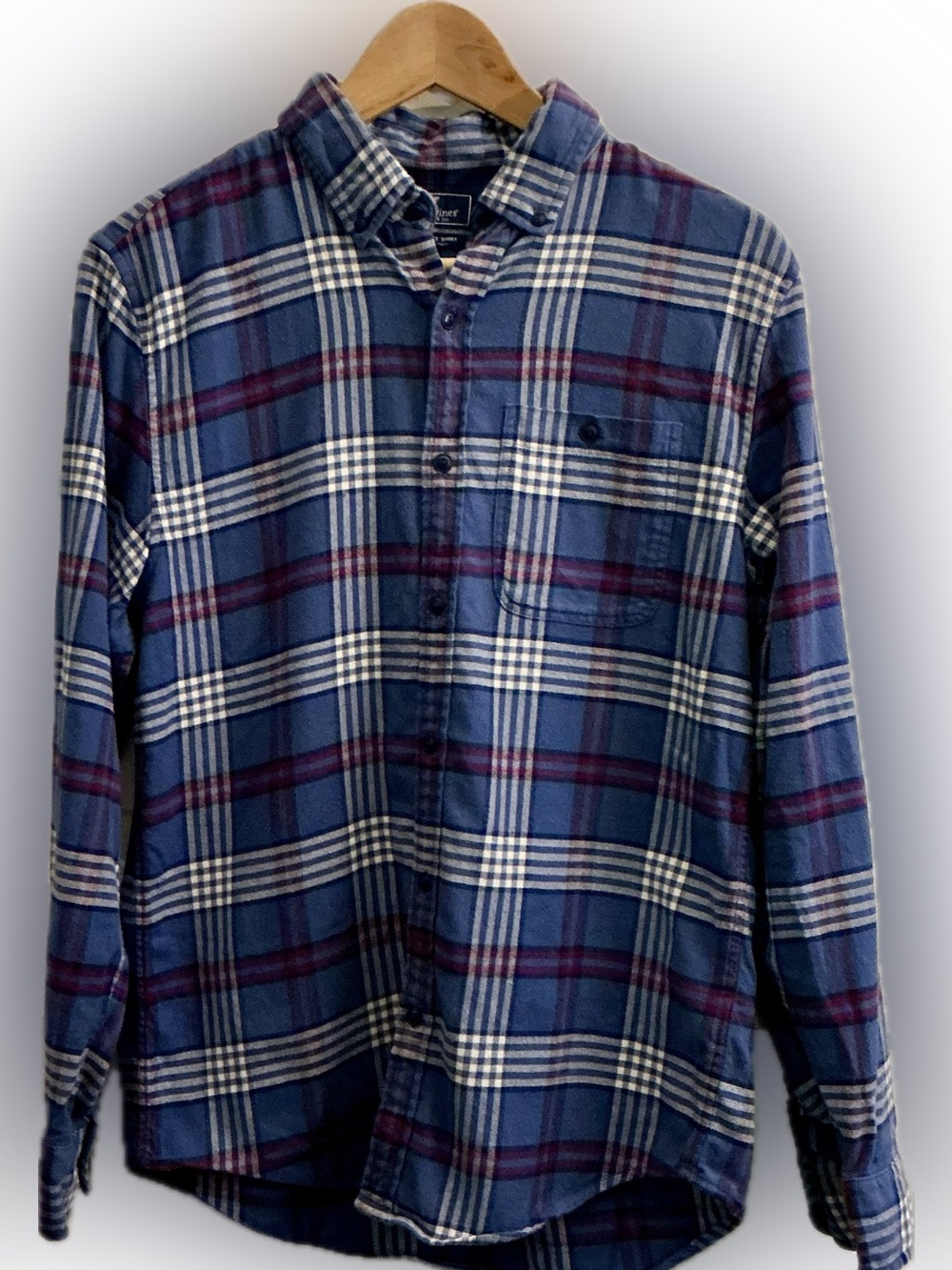 Vineyard Vines Slim Longshore Plaid Flannel Shirt Blue Burgundy Men’s Small